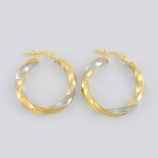 Hoop Earrings Ferchi Matte Spiral 2.75 g / 1 in Two Yellow White Gold 18K