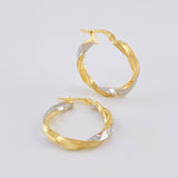 Hoop Earrings Ferchi Matte Spiral 2.8 g / 1 in Two-Tone Yellow White Gold 18K