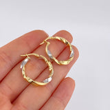 Hoop Earrings Ferchi Matte Spiral 2.8 g / 1 in Two-Tone Yellow White Gold 18K