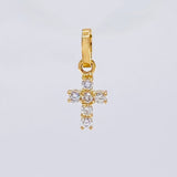 Dije Cruz Diamantes 8 Pts 0.4 g / 1/2 in Oro Amarillo 18K