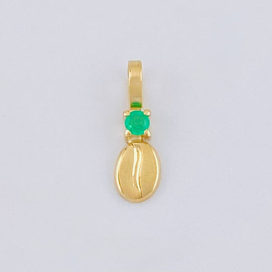 Dije Grano De Café Esmeralda 3 Pts 0.2 g / 1/2 in Oro Amarillo 18K