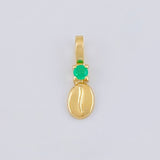 Pendant Coffee Bean Emerald 3 Pts 0.2 g / 1/2 in Yellow Gold 18K