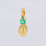 Pendant Coffee Bean Emerald 3 Pts 0.2 g / 1/2 in Yellow Gold 18K