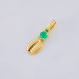 Pendant Coffee Bean Emerald 3 Pts 0.2 g / 1/2 in Yellow Gold 18K