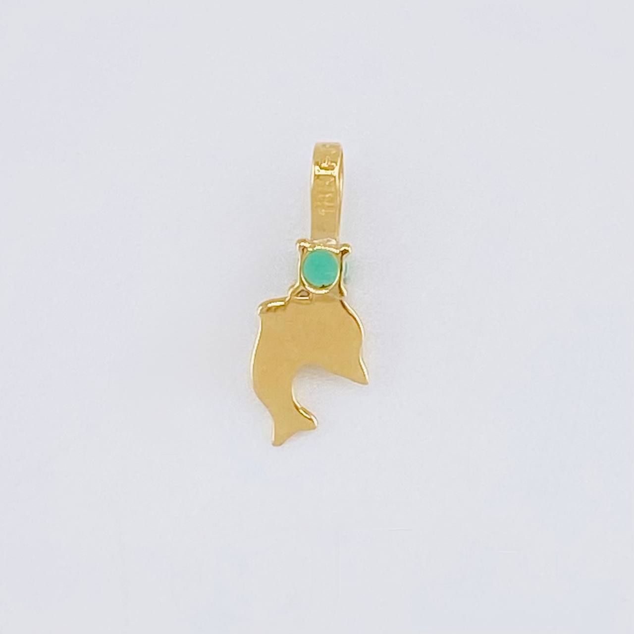 Pendant Dolphin Emerald 3 Pts 0.2 g / 1/2 in Yellow Gold 18K