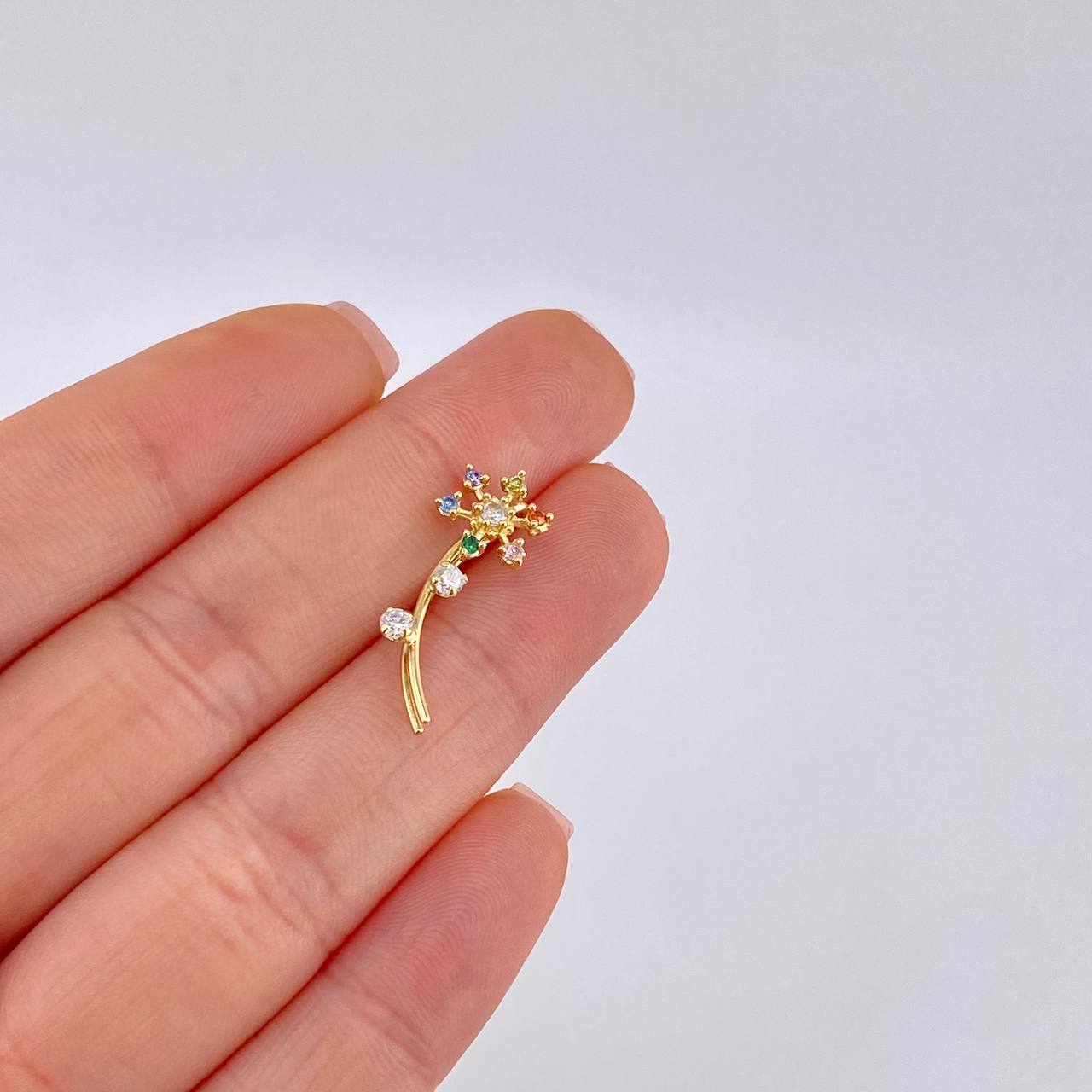 Piercing Flor 1.1 g / 3/4 in Oro Amarillo 18K