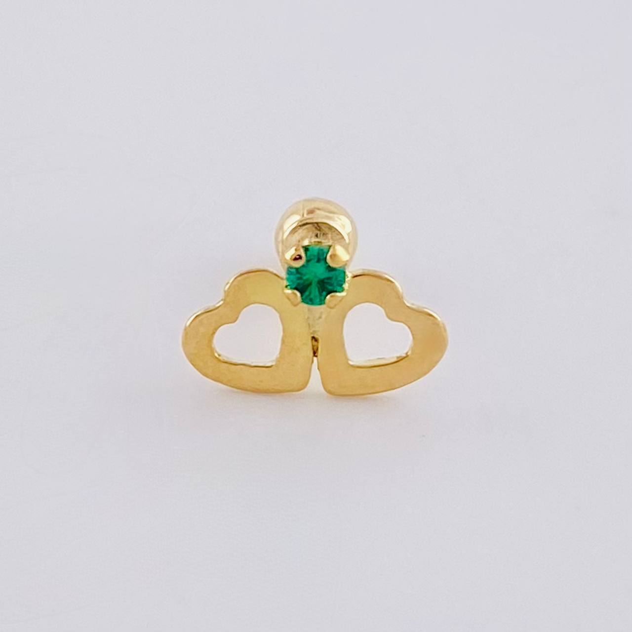 Piercing Chispa Duo Corazones 0.4 g / 1/2 in Oro Amarillo 18K