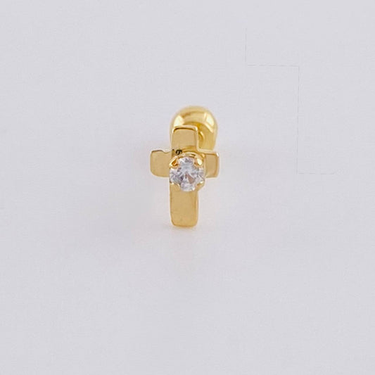Piercing Chispa Cruz 0.35 g / 1/2 in Oro Amarillo 18K