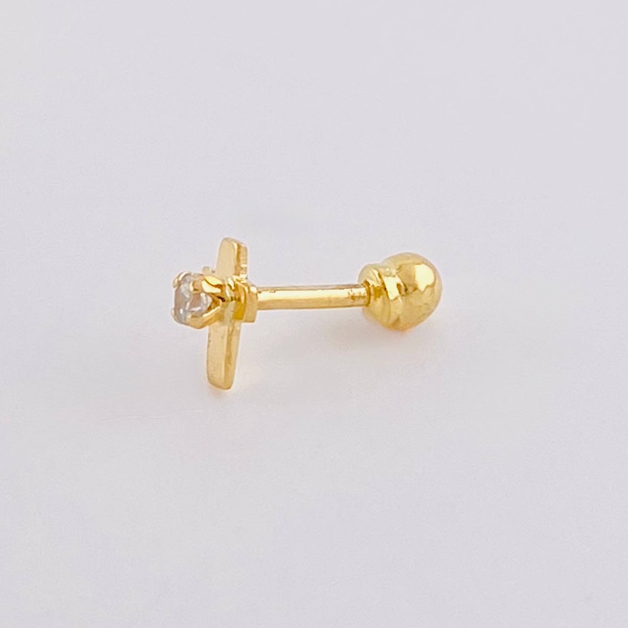 Sparkle Cross Piercing 0.35 g / 1/2 in 18K Yellow Gold