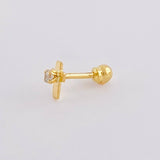 Sparkle Cross Piercing 0.35 g / 1/2 in 18K Yellow Gold