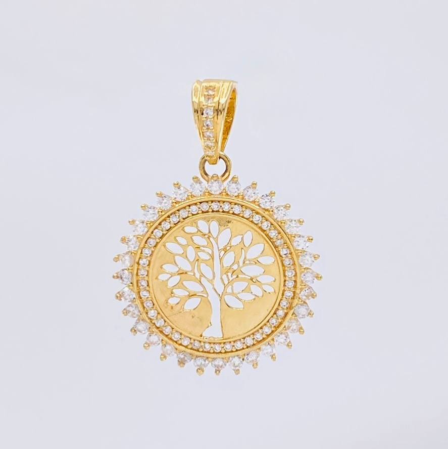 Dije Dije Medalla Arbol De La Vida 2.95 g / 1 1/4 in Oro Amarillo 18K