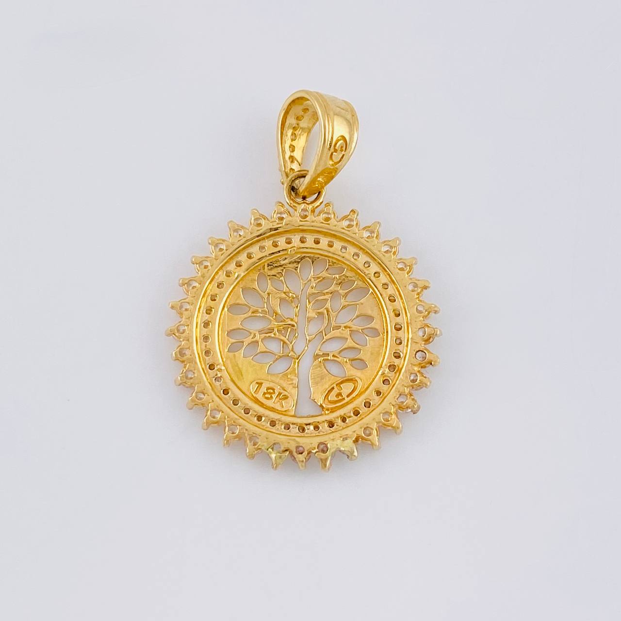 Dije Dije Medalla Arbol De La Vida 2.95 g / 1 1/4 in Oro Amarillo 18K