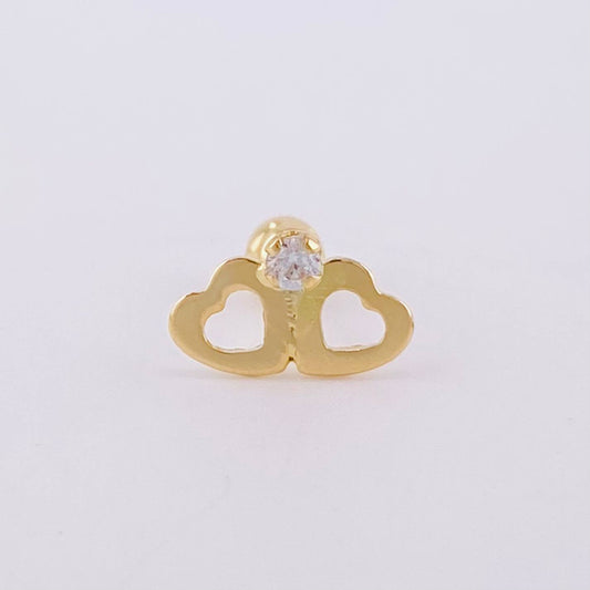 Piercing Chispa Duo Corazones 0.4 g / 1/2 in Oro Amarillo 18K