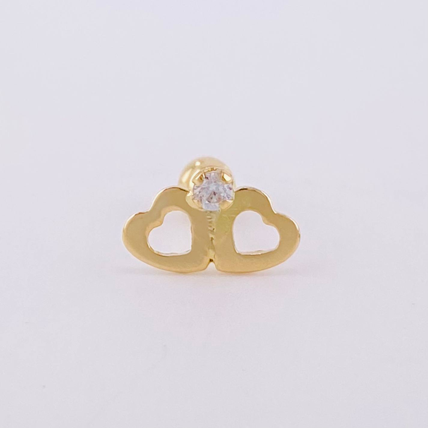 Piercing Chispa Duo Corazones 0.4 g / 1/2 in Oro Amarillo 18K