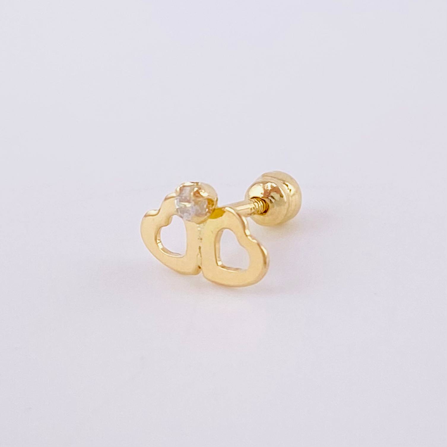 Piercing Chispa Duo Corazones 0.4 g / 1/2 in Oro Amarillo 18K