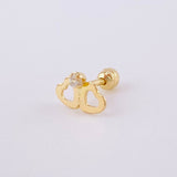 Piercing Chispa Duo Corazones 0.4 g / 1/2 in Oro Amarillo 18K