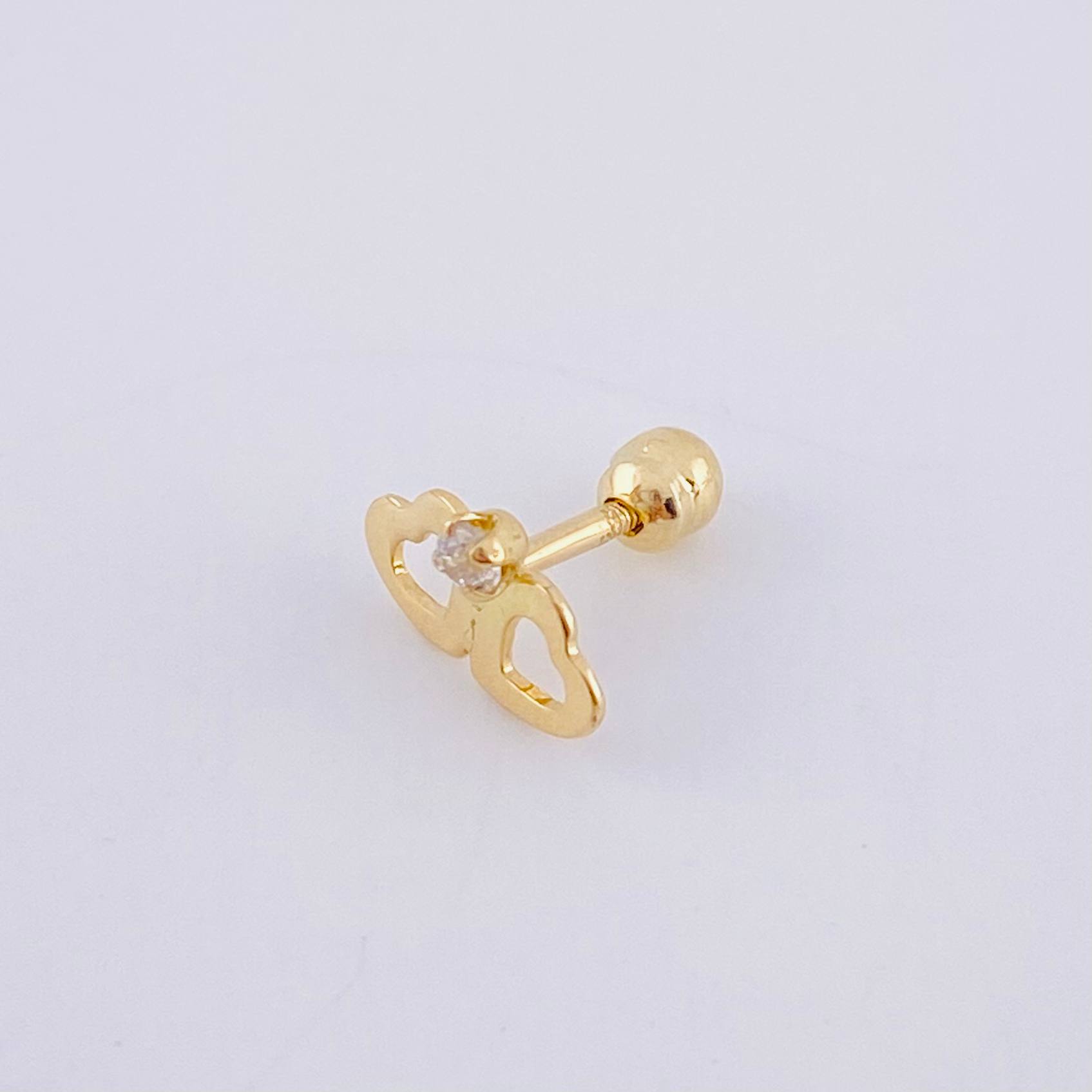 Piercing Chispa Duo Corazones 0.4 g / 1/2 in Oro Amarillo 18K