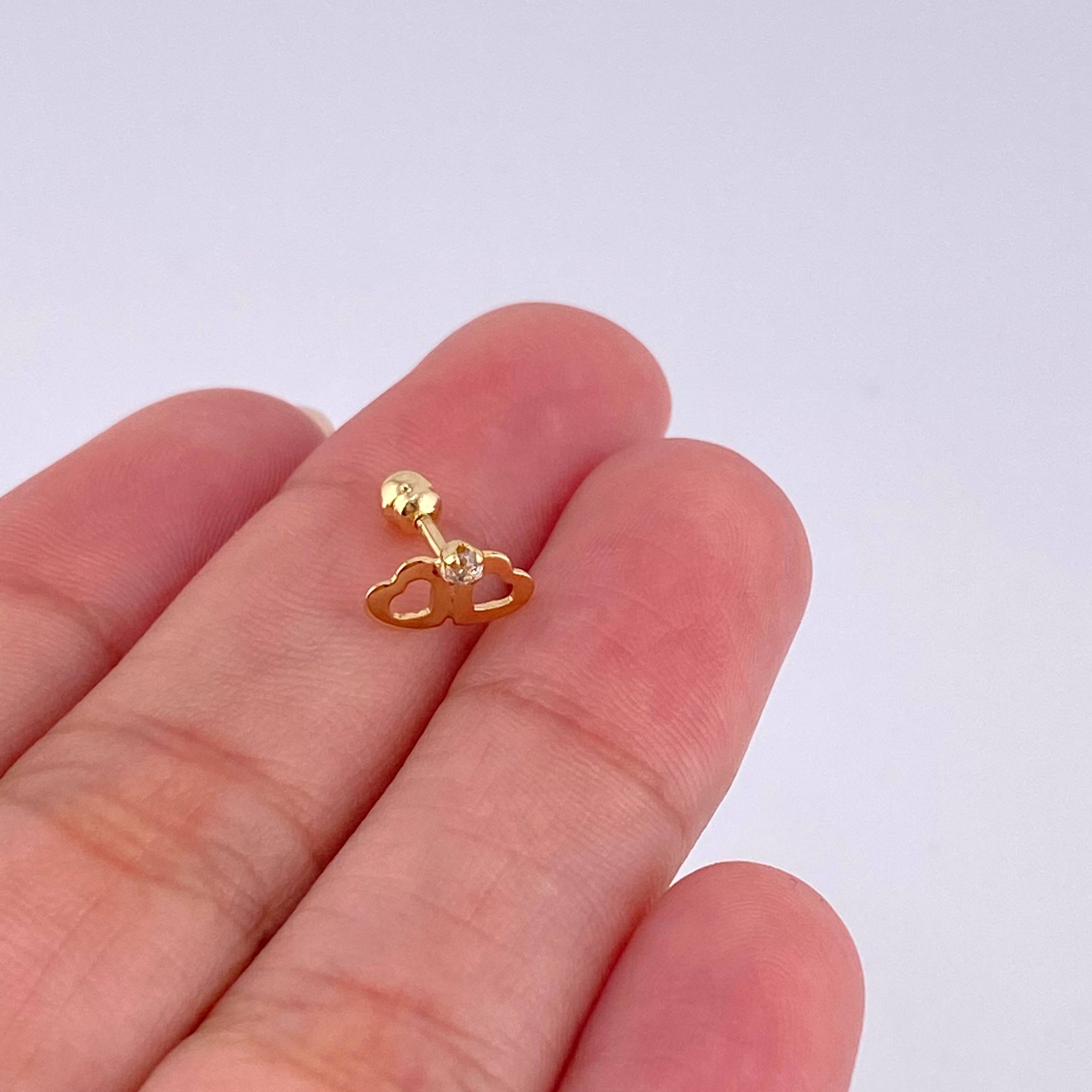 Piercing Chispa Duo Corazones 0.4 g / 1/2 in Oro Amarillo 18K