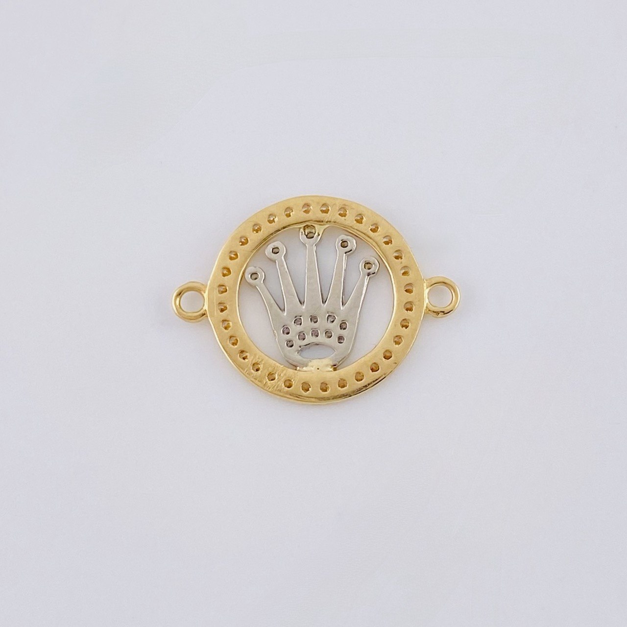 Herraje Circulo Corona 1.25 g / 3/4 in Dos Oros Amarillo Blanco 18K