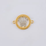 Herraje Circulo Corona 1.25 g / 3/4 in Dos Oros Amarillo Blanco 18K