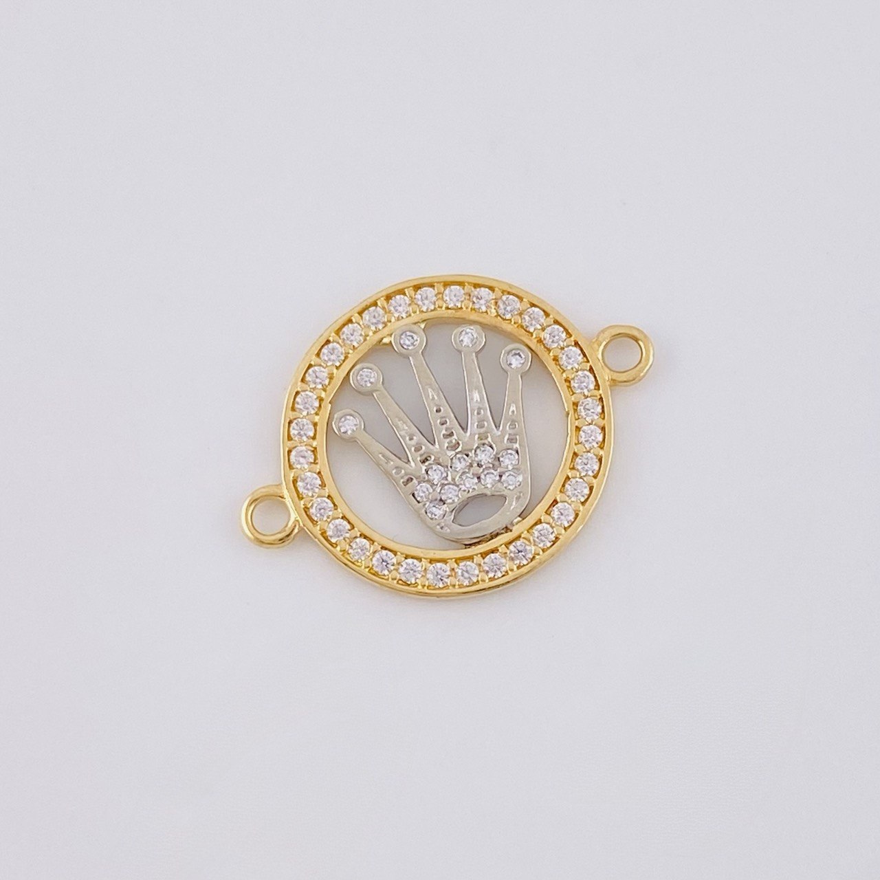 Herraje Circulo Corona 1.25 g / 3/4 in Dos Oros Amarillo Blanco 18K