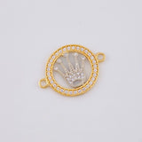 Herraje Circulo Corona 1.25 g / 3/4 in Dos Oros Amarillo Blanco 18K