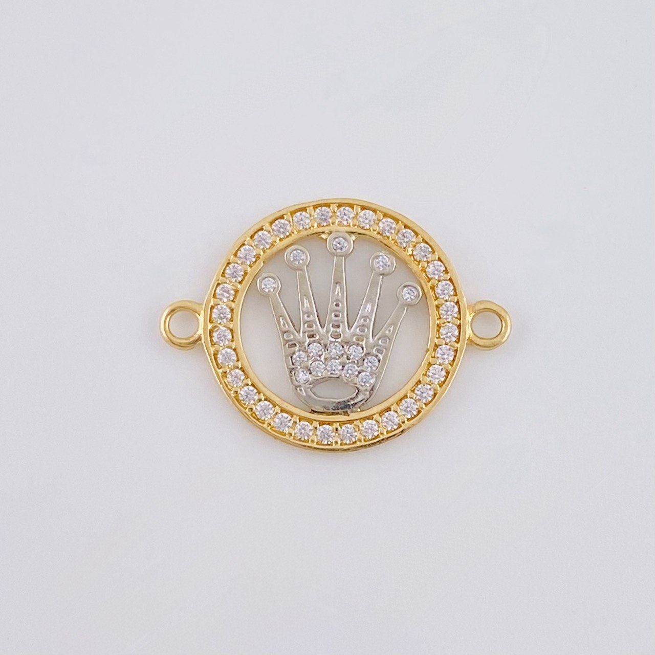 Herraje Circulo Corona 1.25 g / 3/4 in Dos Oros Amarillo Blanco 18K