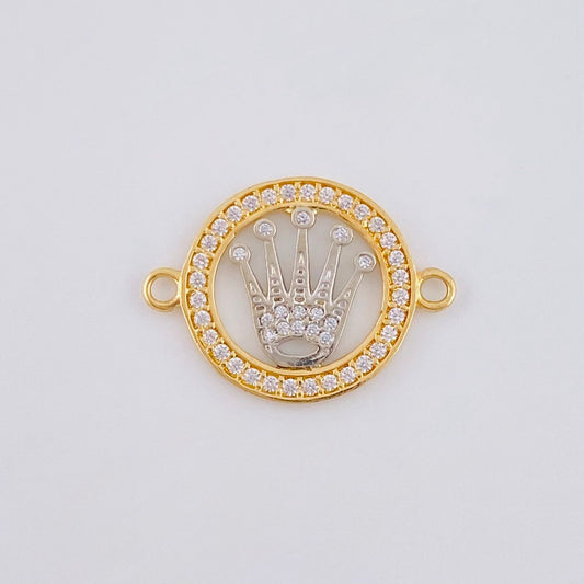 Herraje Circulo Corona 1.25 g / 3/4 in Dos Oros Amarillo Blanco 18K