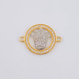Herraje Circulo Corona 1.25 g / 3/4 in Dos Oros Amarillo Blanco 18K