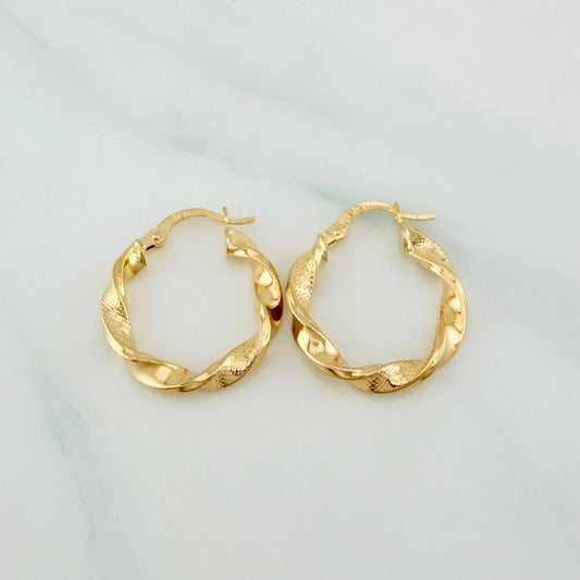 Hoop Earrings Twisted Screw 1.95 g / 3/4 in 18K Yellow Gold