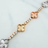 Tennis Bracelet Clover 15.45 g / 7 1/2 in / 2.9 mm Three Golds 18K