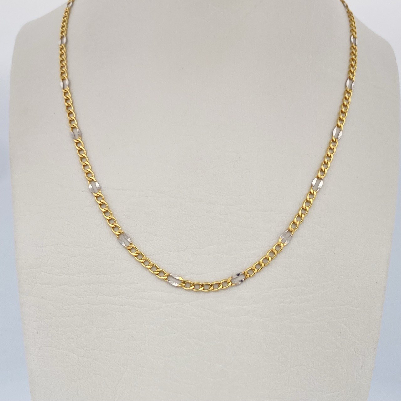 Figaro Chain 3.1gr / 60cm / Two Tones Yellow White +1 18K &