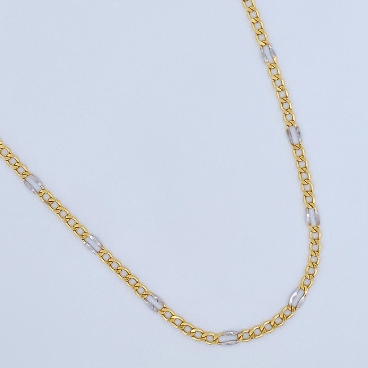 Figaro Chain 3.1gr / 60cm / Two Tones Yellow White +1 18K &