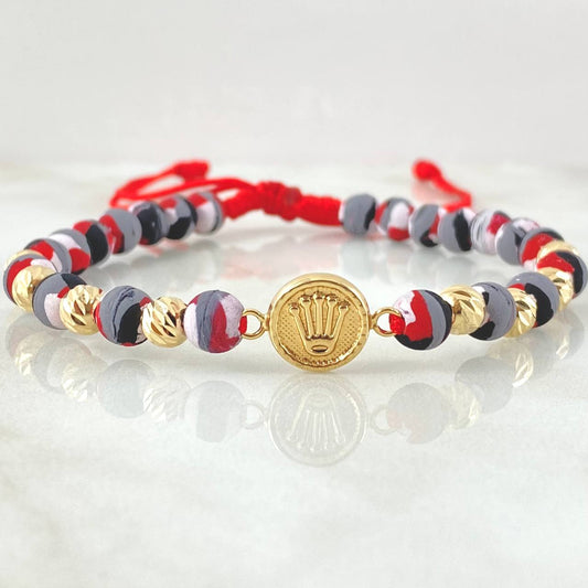 Red Bracelet Charm Crown 1.9gr / 18K Yellow Gold ©