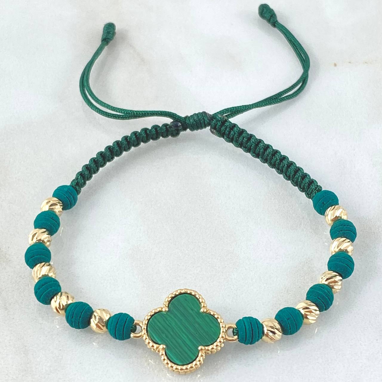 Green Bracelet Charm Clover 2.95gr / 18K Yellow Gold Nac.Esp. ©