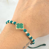Green Bracelet Charm Clover 2.95gr / 18K Yellow Gold Nac.Esp. ©