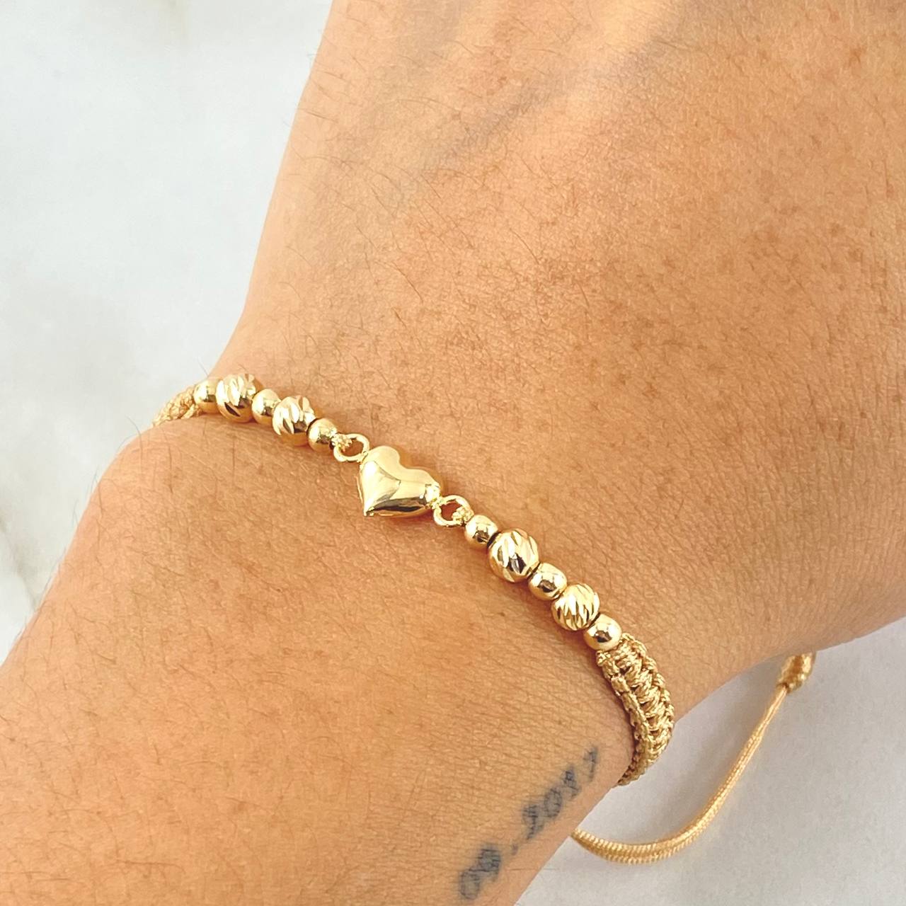 Pulsera Dorada Herraje Corazon 1.06gr / Oro Amarillo 18K ©