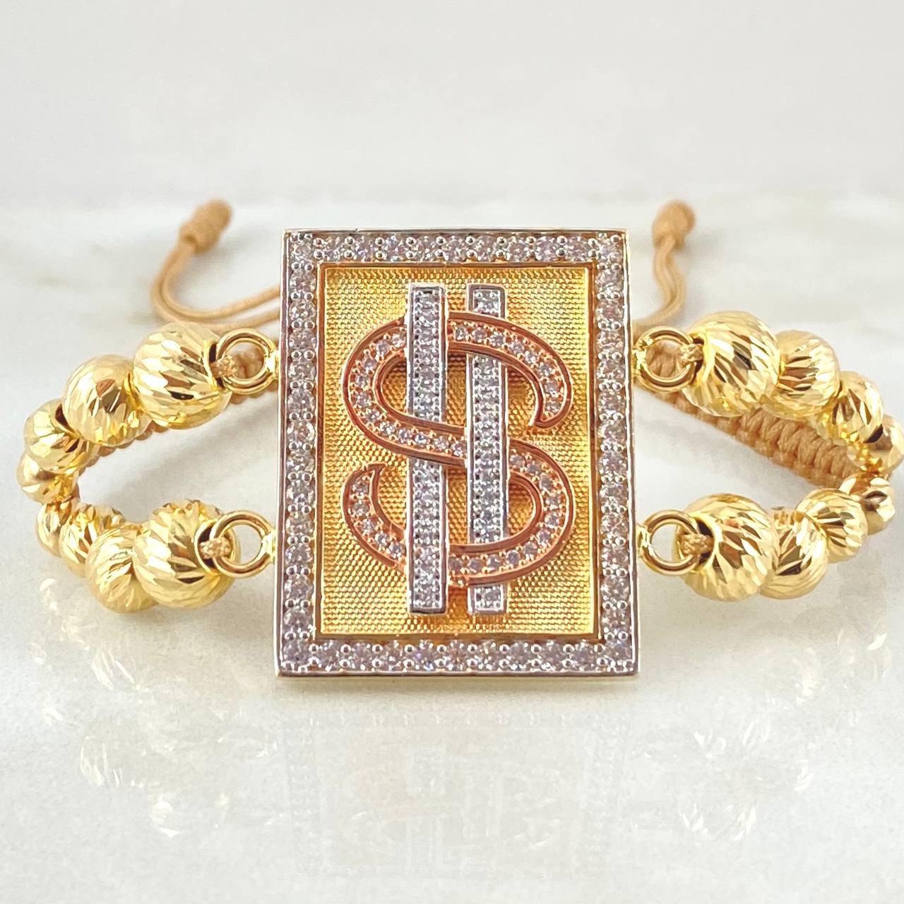 Golden Bracelet Charm Sign Weight 12.1gr / Three 18K Golds ©