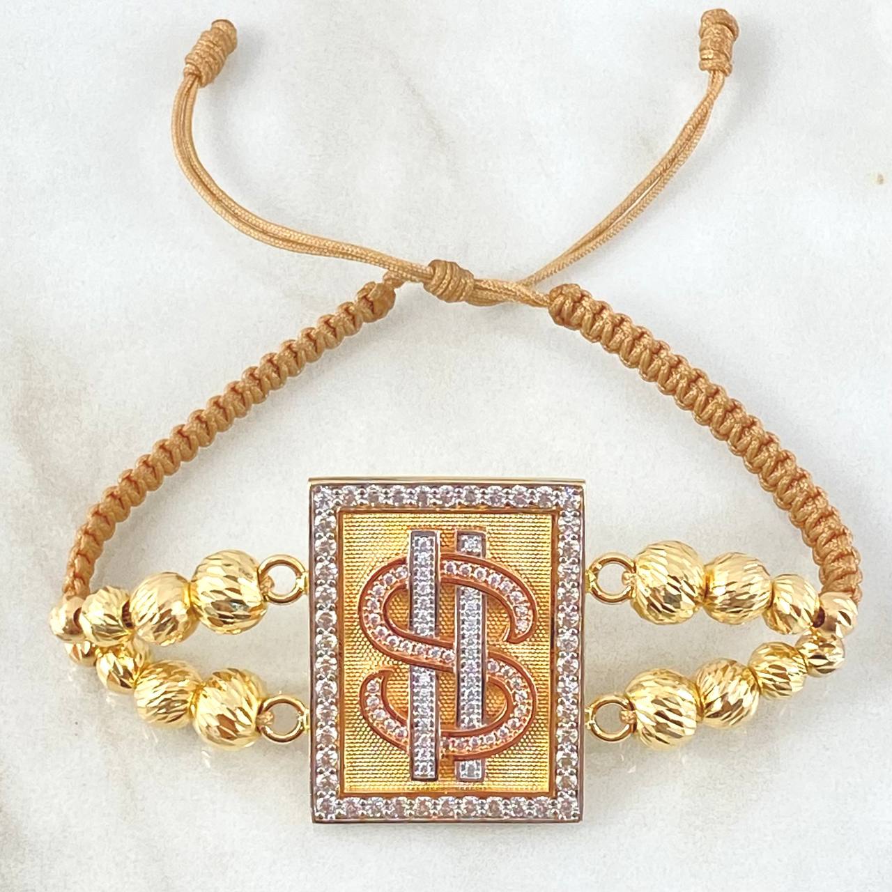 Golden Bracelet Charm Sign Weight 12.1gr / Three 18K Golds ©