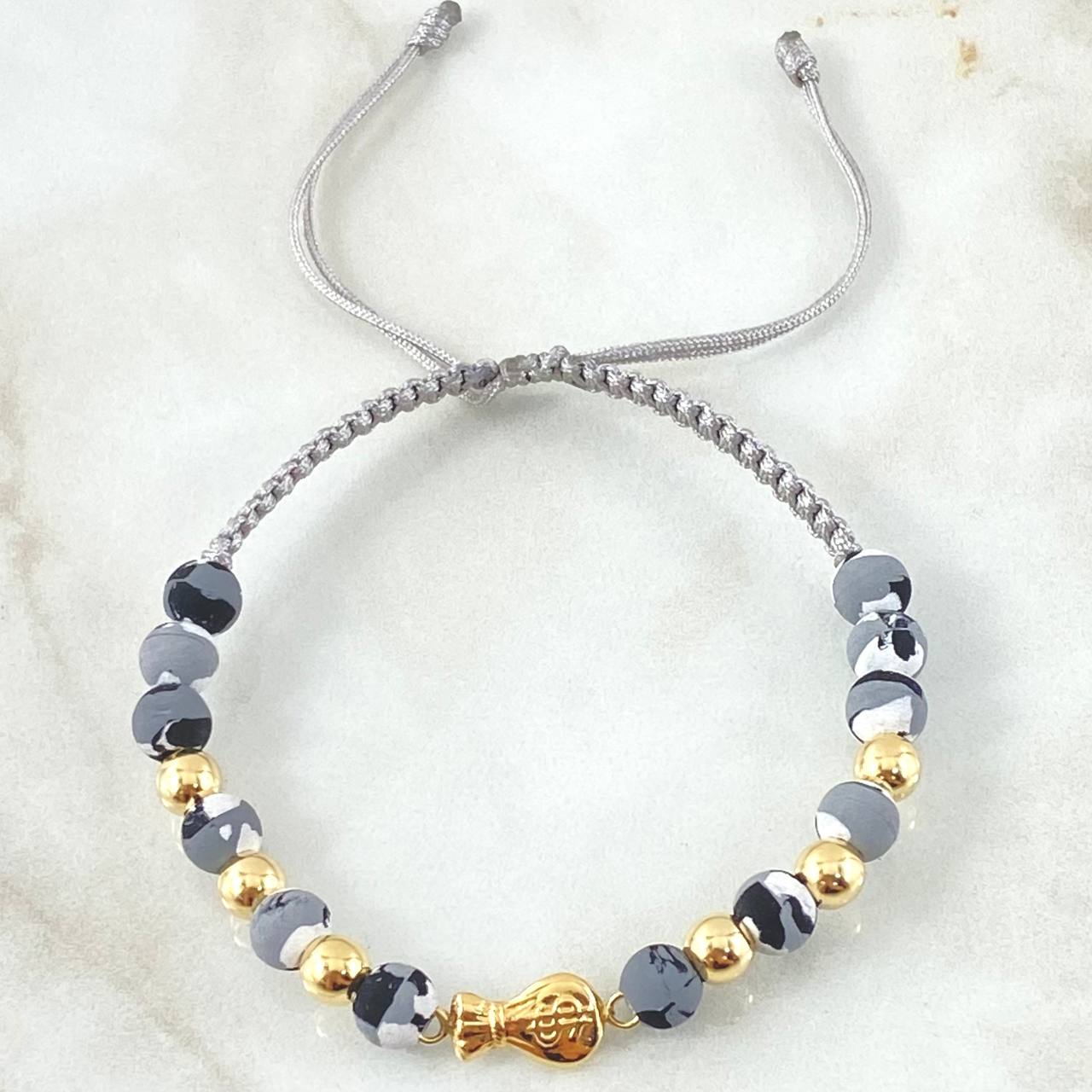 Gray Bracelet Charm Money Bag 1.25gr / 18K Yellow Gold ©