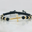 Black Bracelet Charm Cross 2gr / 18K Yellow Gold ©