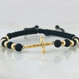 Black Bracelet Charm Cross 2gr / 18K Yellow Gold ©
