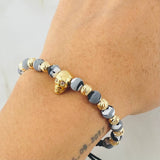 Black Bracelet Charm Skull 3.35gr / 18K Yellow Gold ©