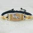 Black Bracelet Charm Horse 6.45gr / Two Golds Yellow White 18K ©