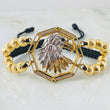 Black Bracelet Charm Eagle 13.1gr / Two Golds Yellow White 18K ©