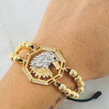Black Bracelet Charm Eagle 13.1gr / Two Golds Yellow White 18K ©