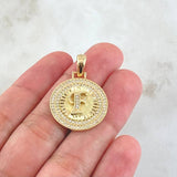 Dije Medalla Letra F 4.55g / 1 1/4 in Oro Amarillo 18K