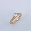 Solitaire Bridge Ring 2.5gr / Size 6 1/2 / Two-tone Yellow and White Gold 18K &