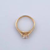 Solitaire Bridge Ring 2.5gr / Size 6 1/2 / Two-tone Yellow and White Gold 18K &