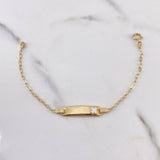 Bracelet Baby Drawer Clover White 1.45gr / 14cm / 1.6mm Curved Rectangular Plate 18K Yellow Gold &